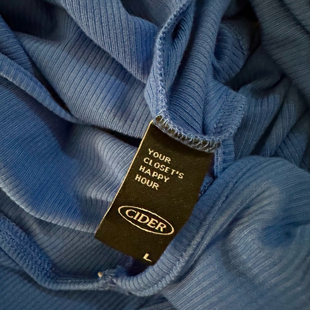 Cider Blue Solid Ruched Button Asymmetrical Dress… - image 5